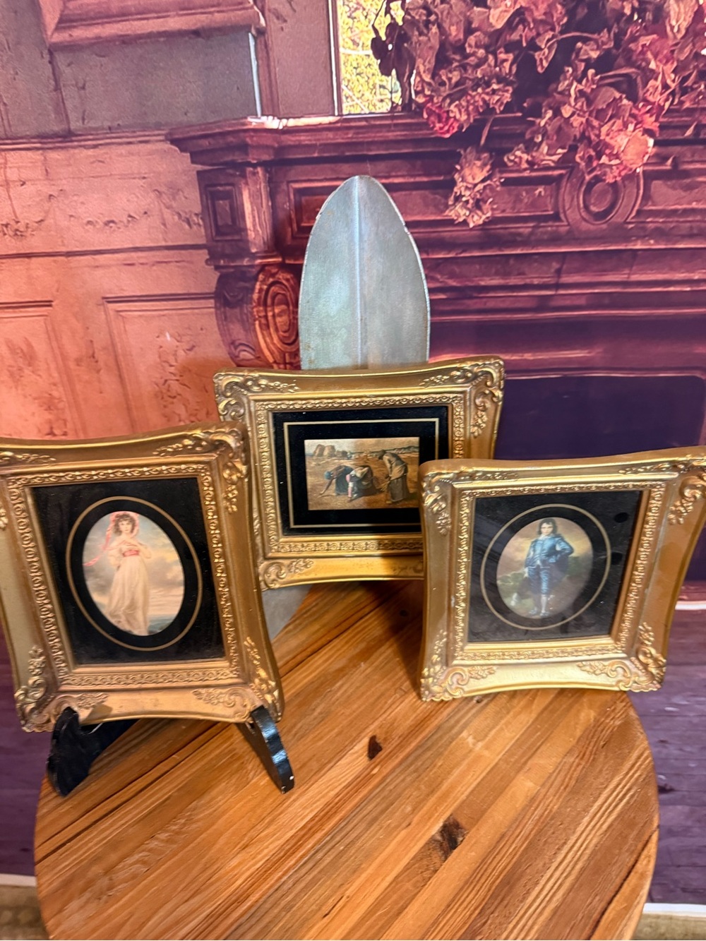 Faux Gold Ornate Triptych Picture Frame Set Classic Home Wall Little Boy Blue - Picture 7 of 11